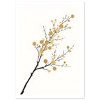 Gold Botanical Branch Art Print – White Border