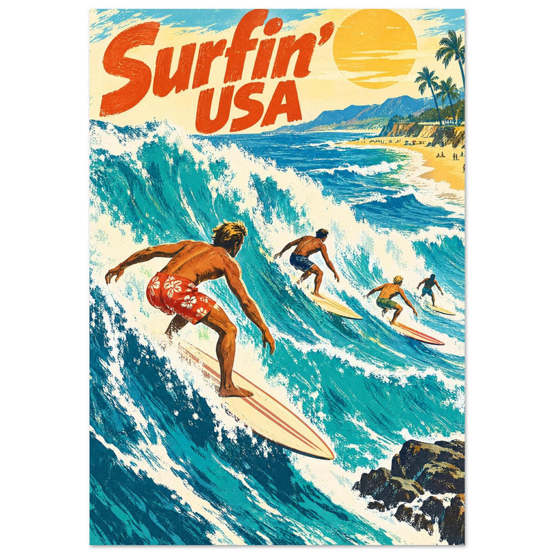 Surfin’ USA Retro Surfing Poster