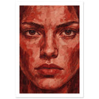 Red Face Portrait Art Print – White Border