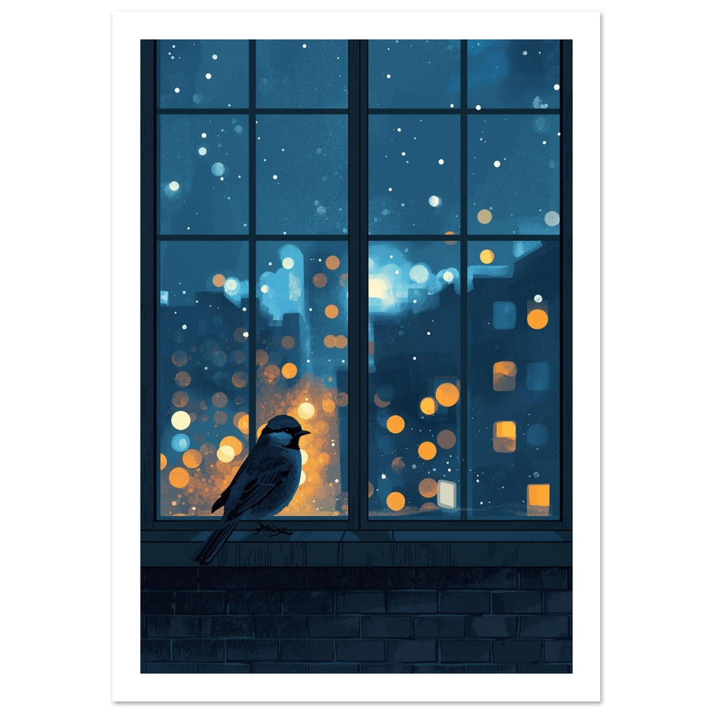 small garden bird art print for the kitchen, soft painterly artwork on matte paper