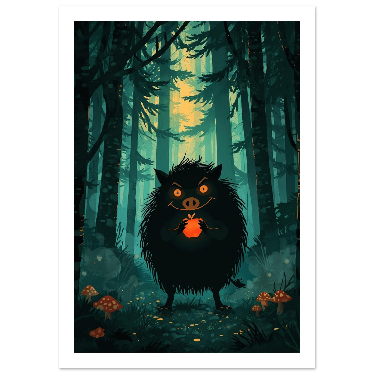pig art print for the kitchen, soft painterly artwork on matte paper