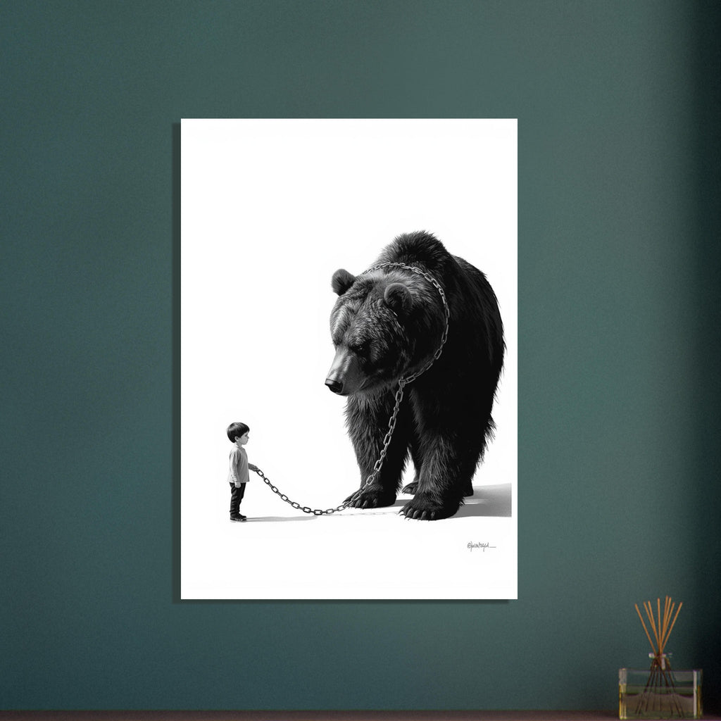 bear art print for the living room, soft painterly artwork on matte paper