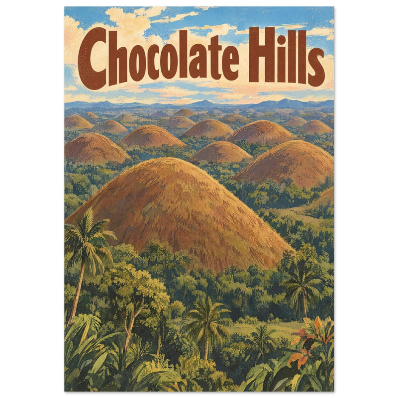 Chocolate Hills Vintage Travel Poster