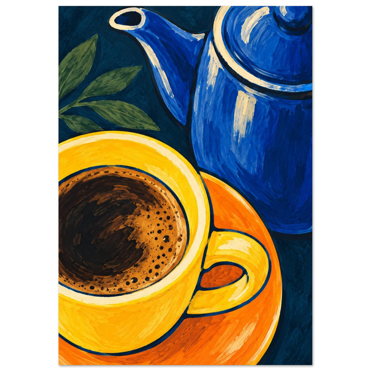 Blue And Yellow Coffee Art Print