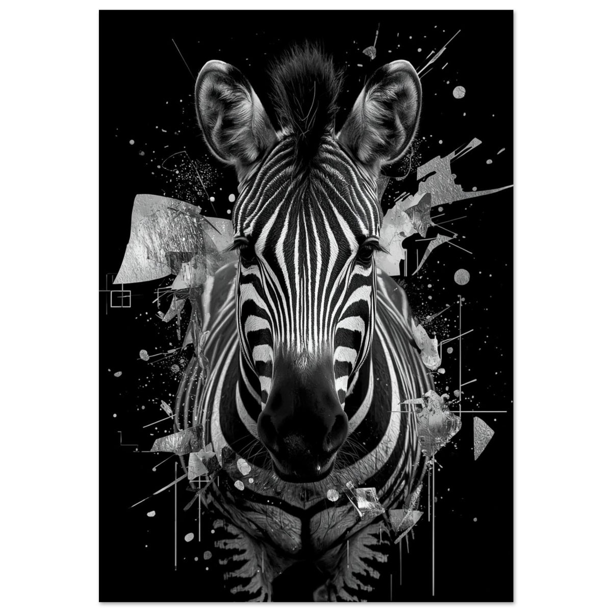 zebra art print for the living room, soft painterly artwork on matte paper