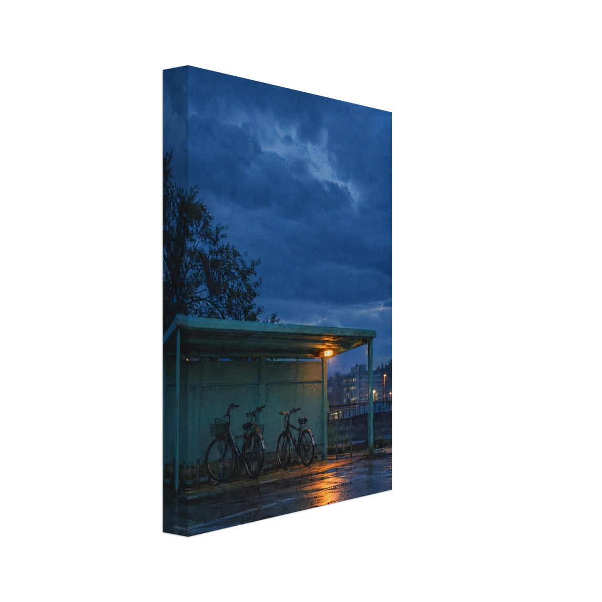 Blue Hour Bicycle Shelter Photography Poster – Canvas