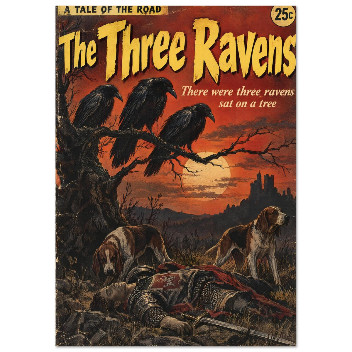 Three Ravens Vintage Pulp Art Print