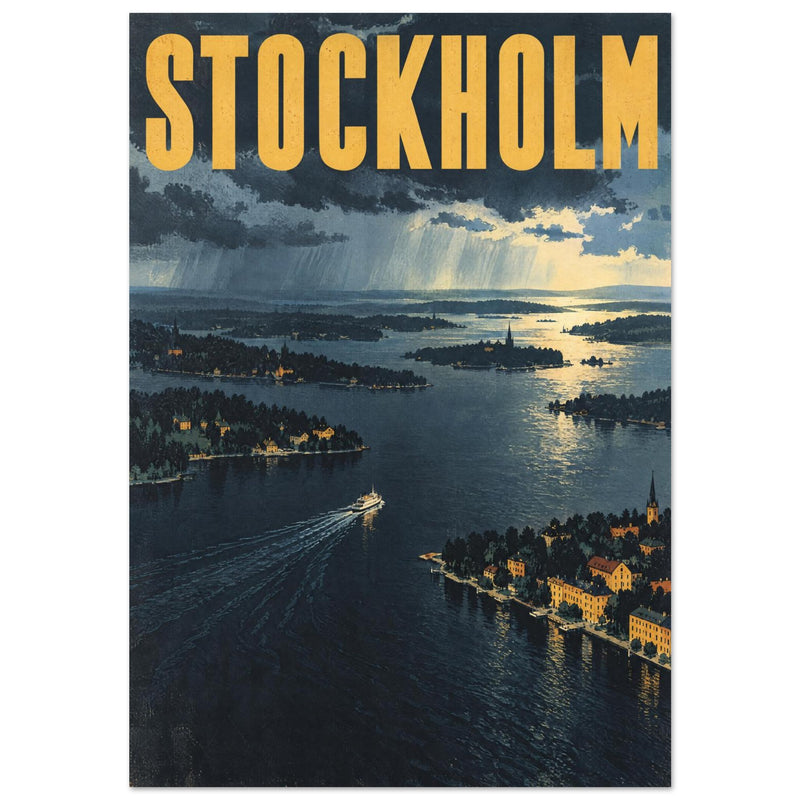 Stockholm Ferry Vintage Travel Poster