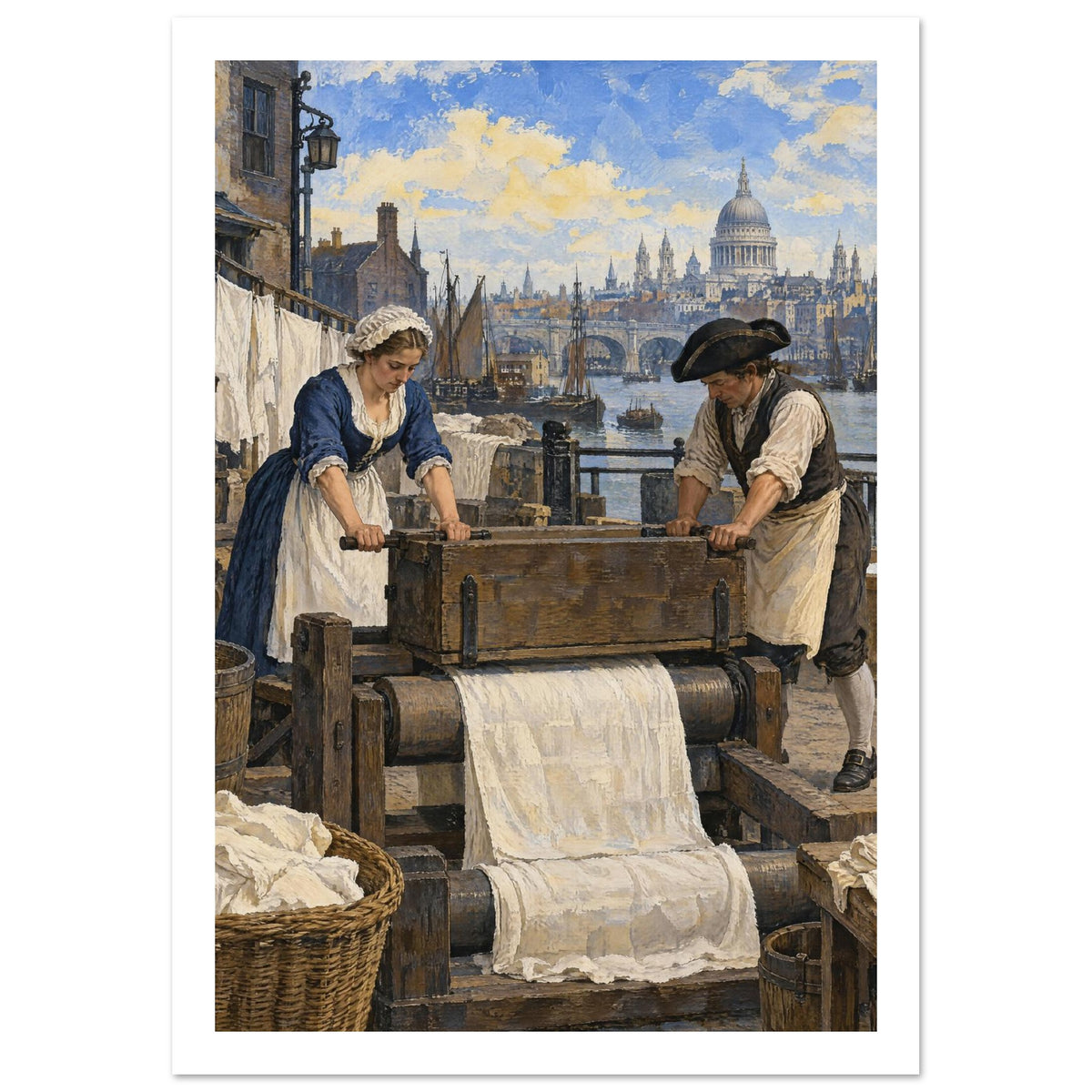 Riverside Laundry Vintage Art Print – White Border