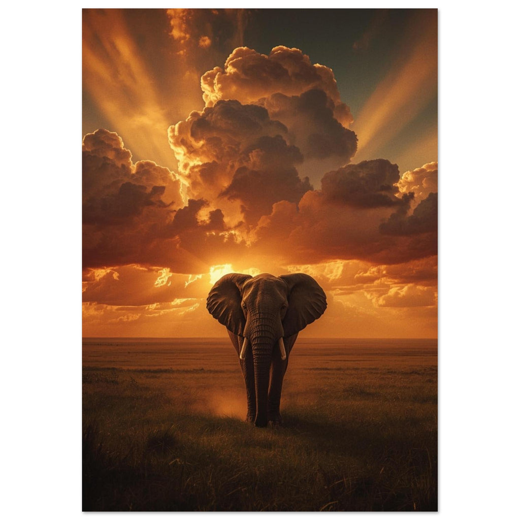 elephant art print for the living room, soft painterly artwork on matte paper