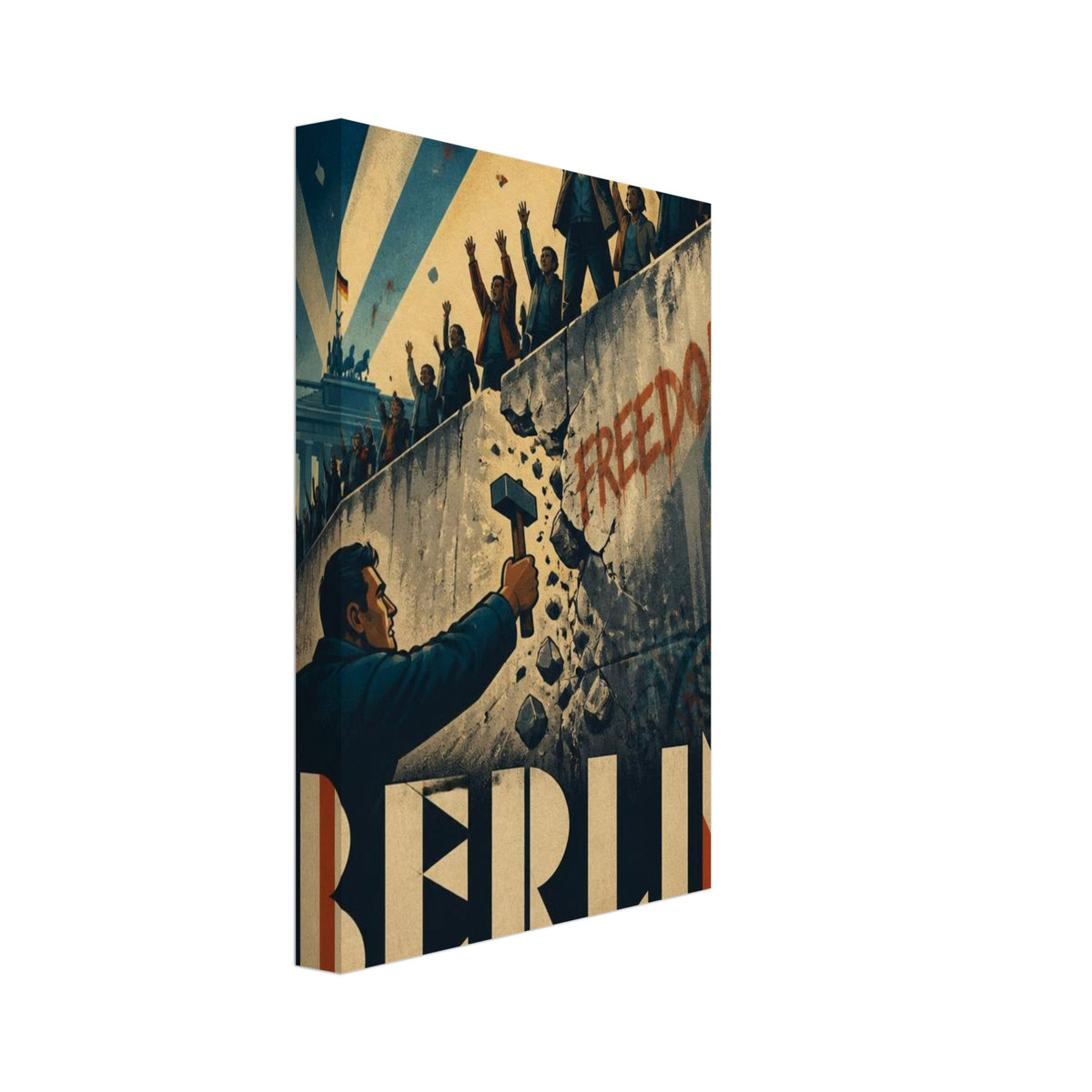 Berlin Wall Retro Illustrated Poster – Canvas