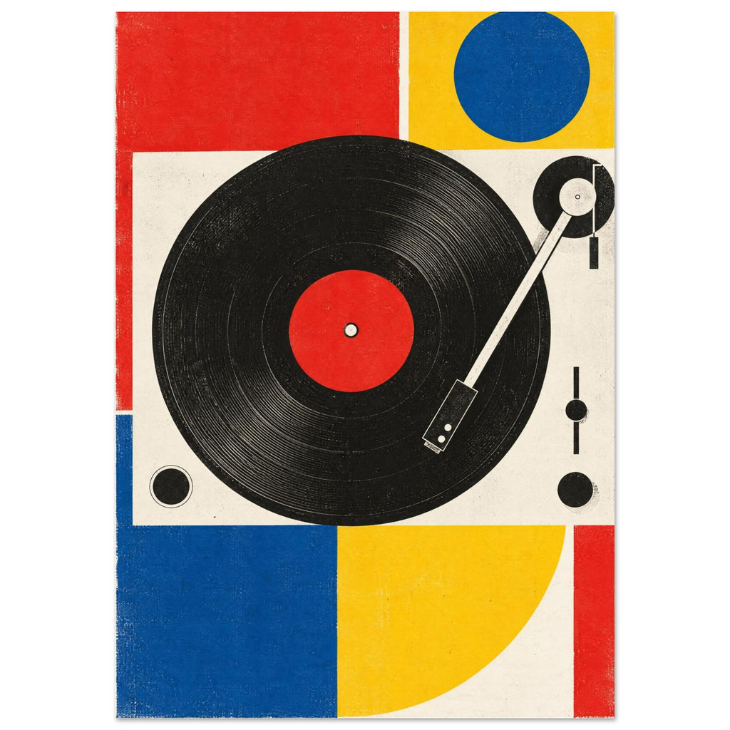 Turntable Primary Colour Retro – geometric wall art print by Printavelle – close-up