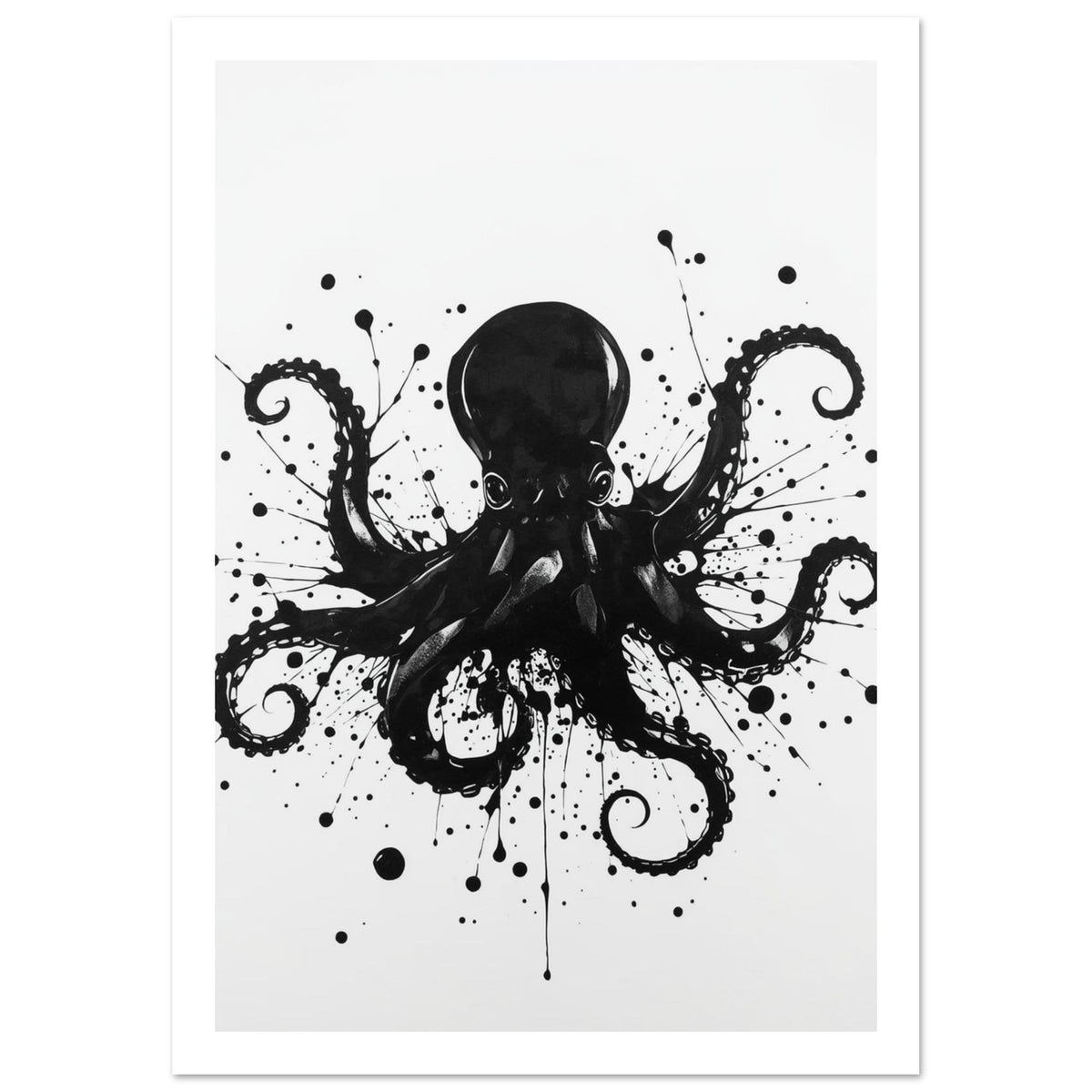 kraken art print for the home office, soft painterly artwork on matte paper