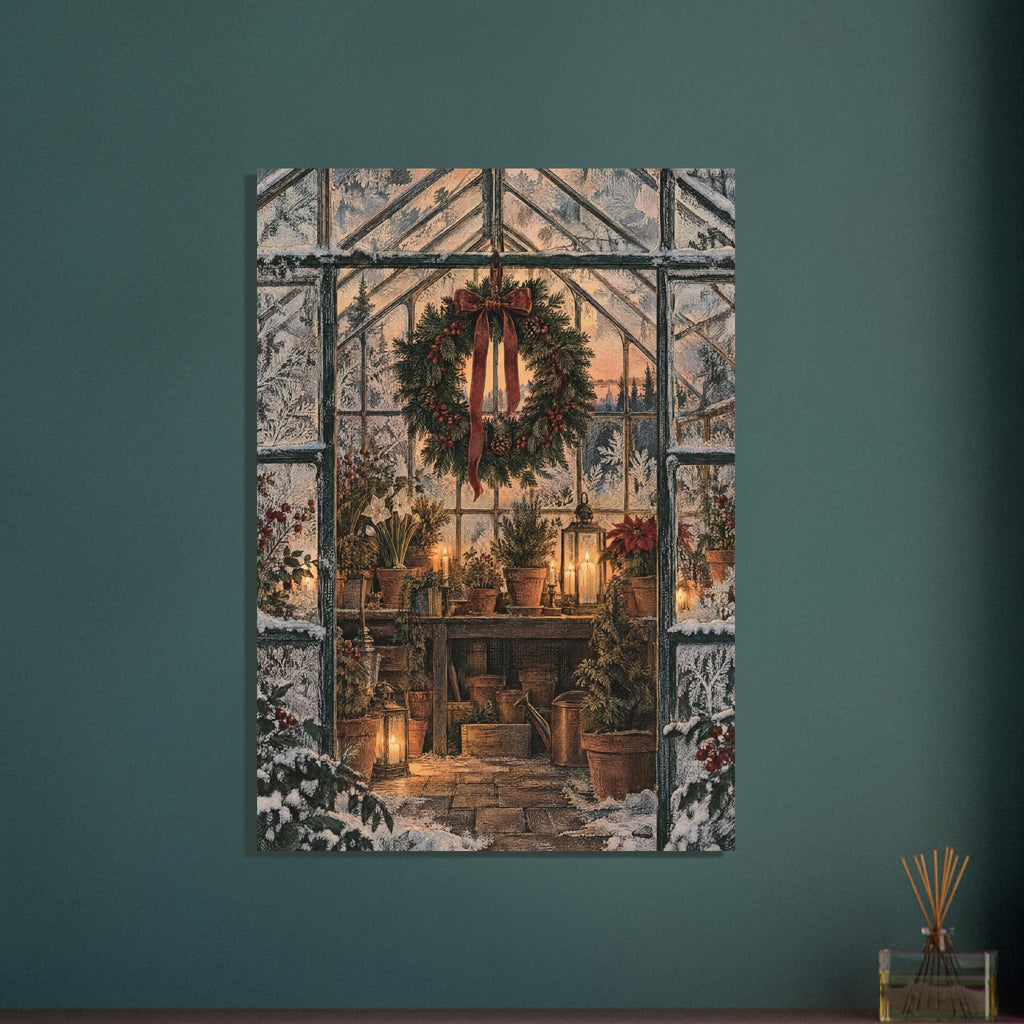 Christmas Wreath Vintage Style – illustration wall art print by Printavelle – close-up