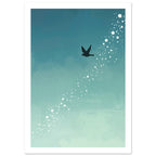 small garden bird art print for the kitchen, soft painterly artwork on matte paper