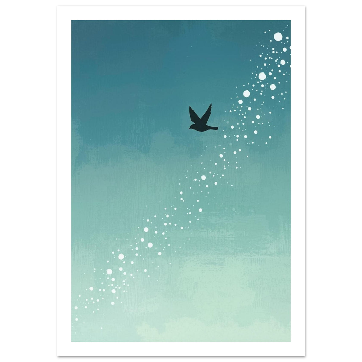 small garden bird art print for the kitchen, soft painterly artwork on matte paper