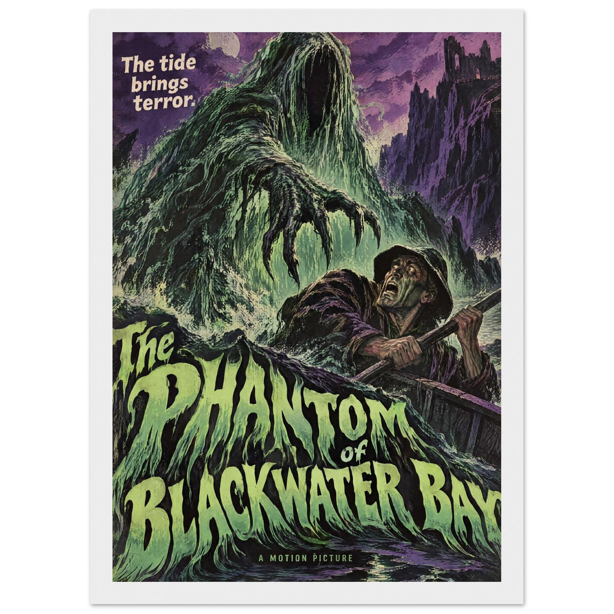Sea Monster Retro Horror Poster – Framed