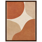Abstract burnt orange and beige curved shapes on a cream background, with mottled texture and a narrow cream border.