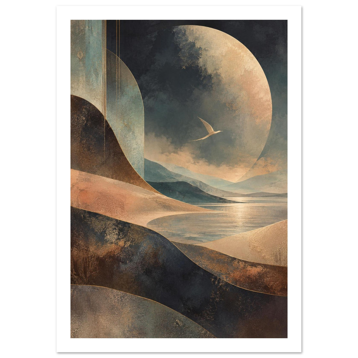 Original Abstract Composition in Soft Light VI Art Print – White Border