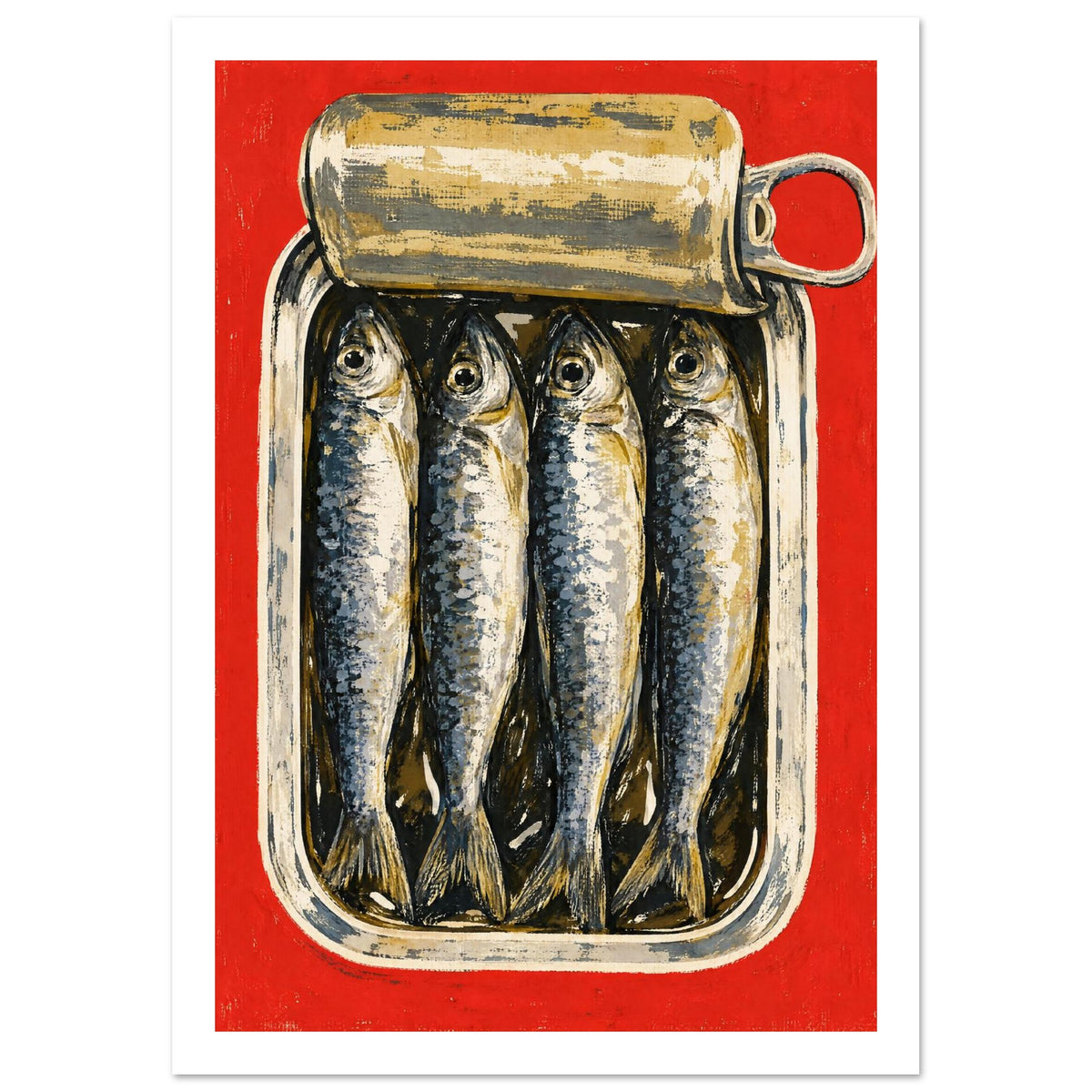 Sardine Tin Retro Art Print – White Border
