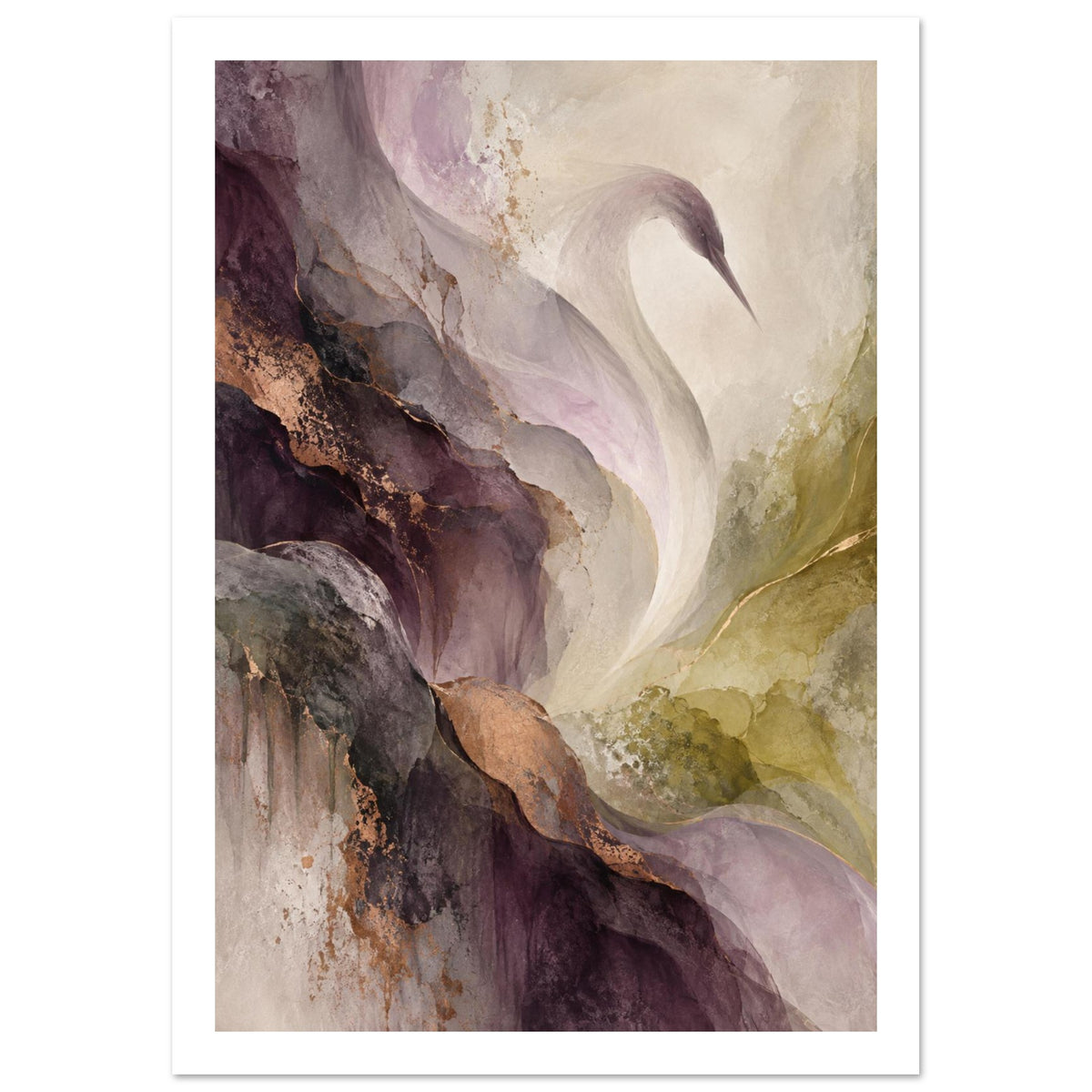 original abstract composition art print for the living room, soft painterly artwork on matte paper