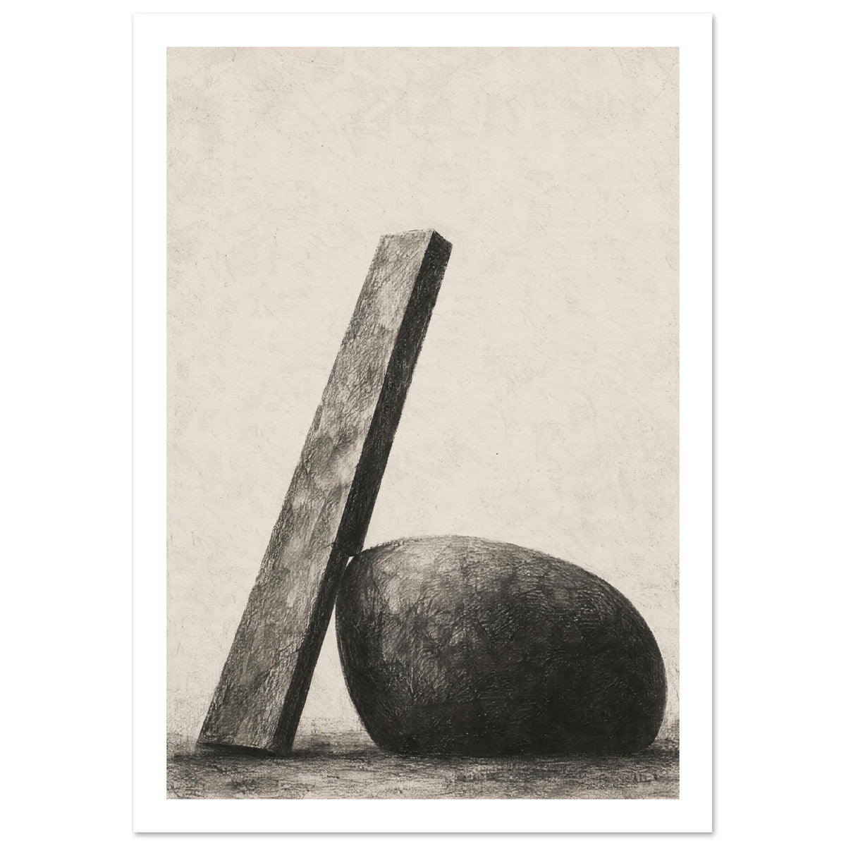 Geometric Forms Charcoal Art Print – White Border