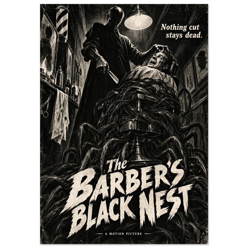 Sinister Barber Vintage Horror Poster