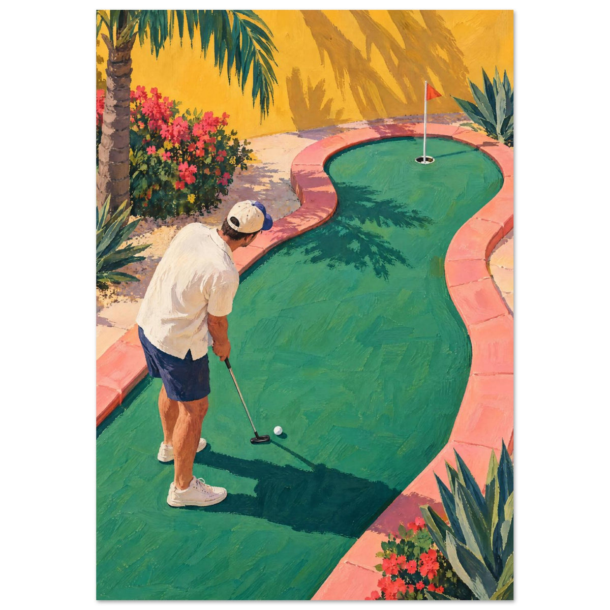 Farverig kunstplakat med minigolf