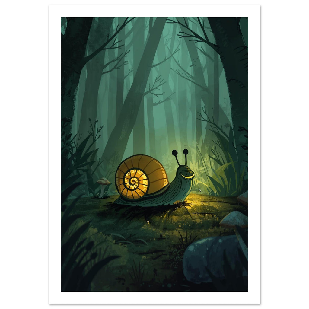 snail art print for the bathroom, soft painterly artwork on matte paper