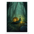 snail art print for the bathroom, soft painterly artwork on matte paper