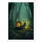 snail art print for the bathroom, soft painterly artwork on matte paper