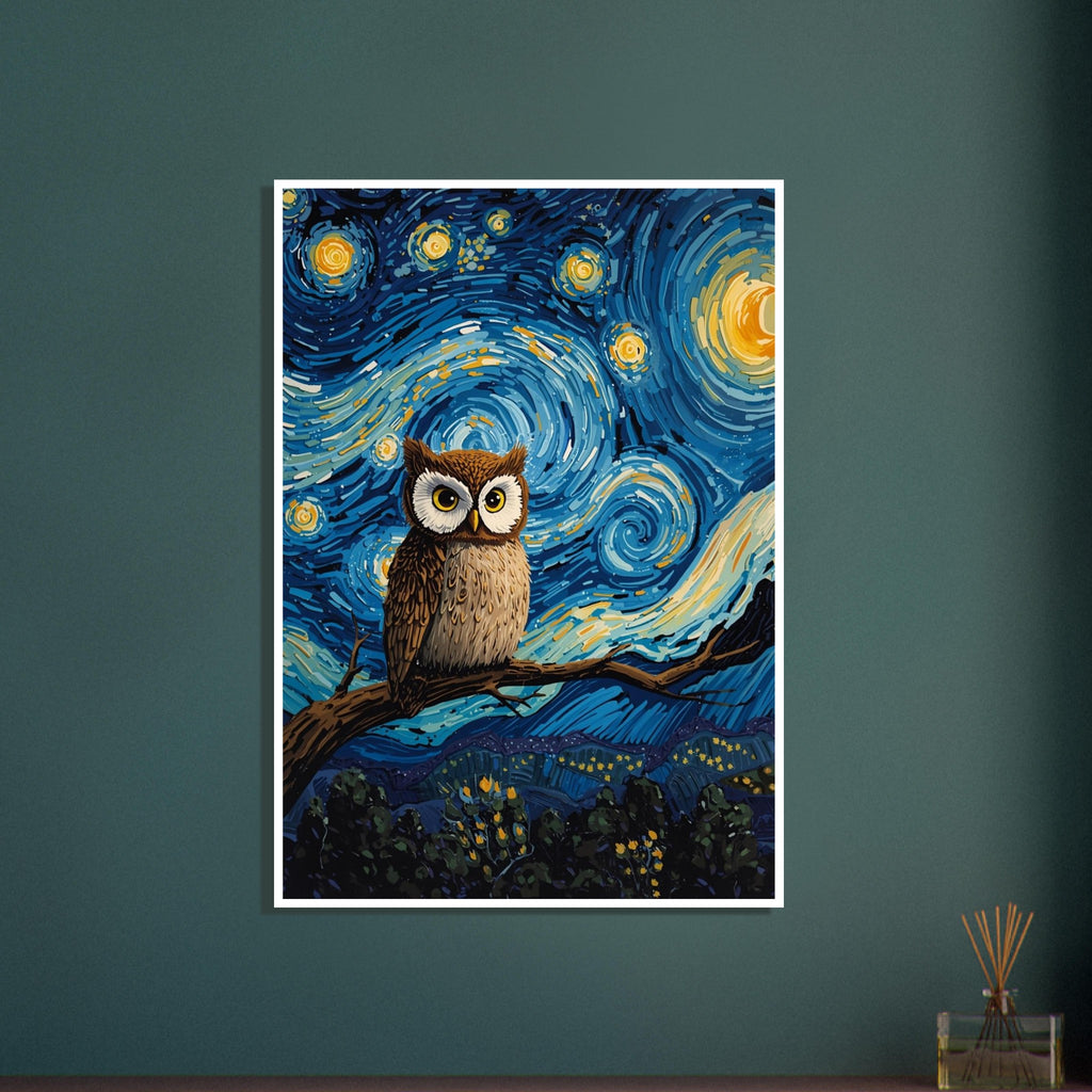 owl art print for the nursery, soft painterly artwork on matte paper