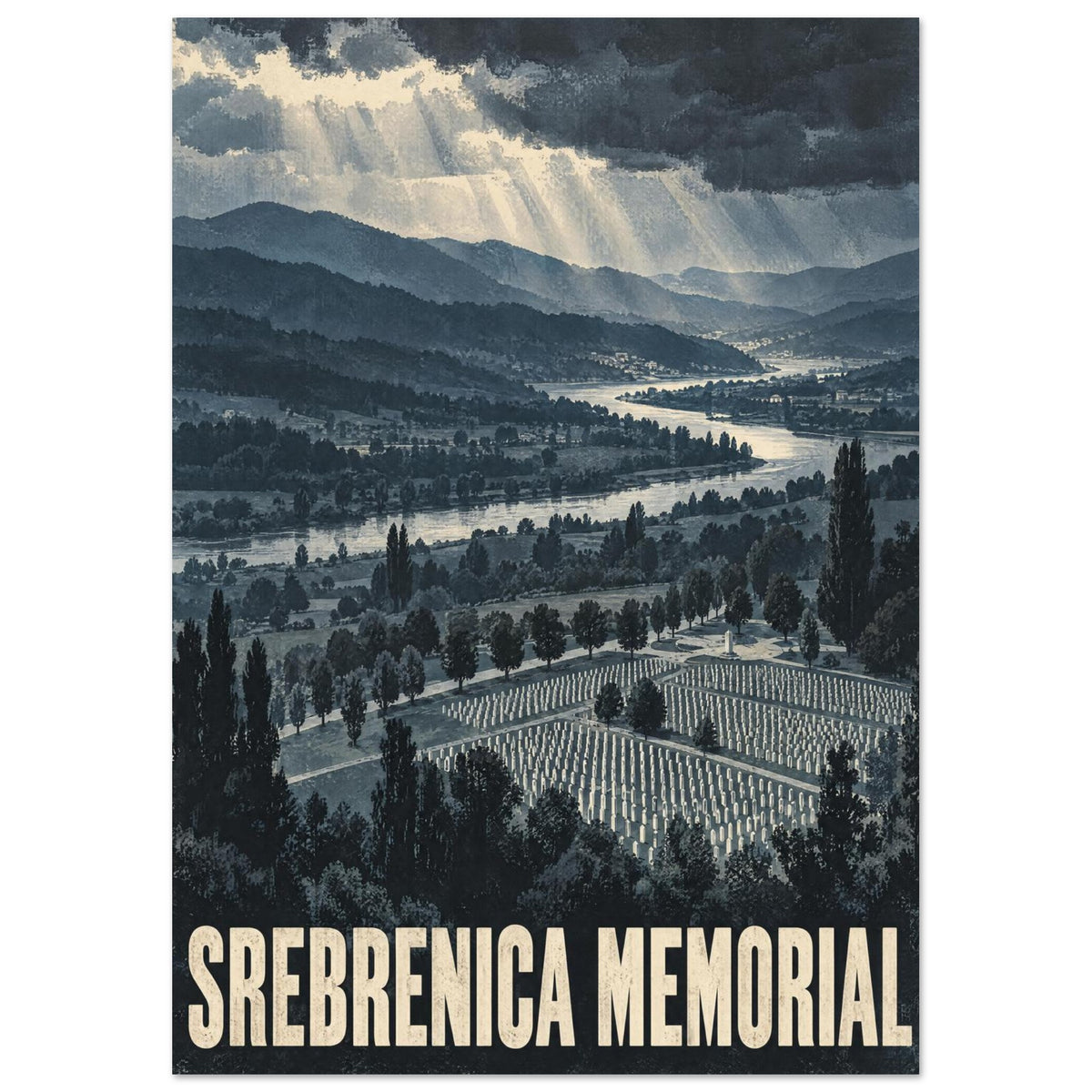 Srebrenica Memorial Vintage Style Poster