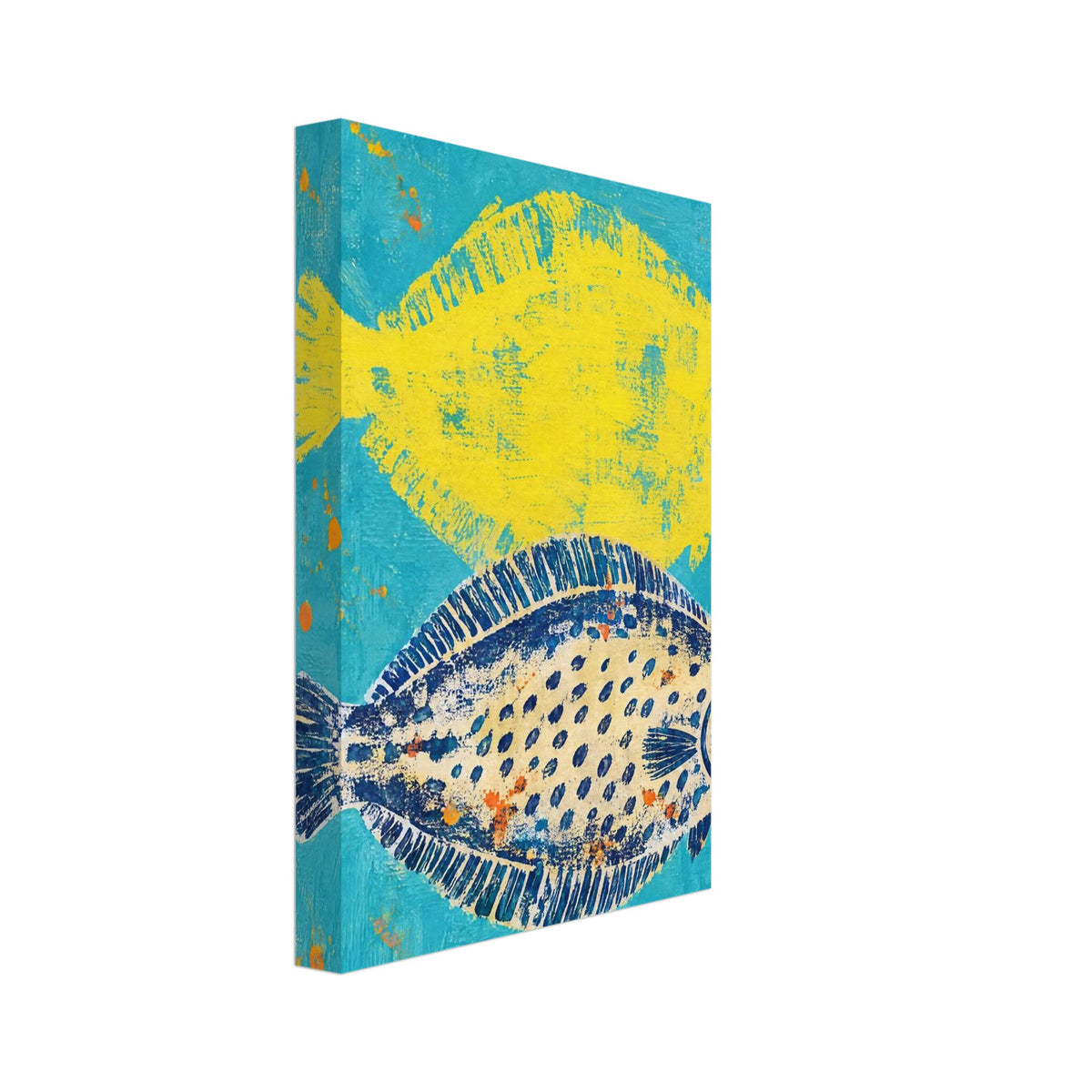 Yellow And Navy Fish Art Print – Canvas