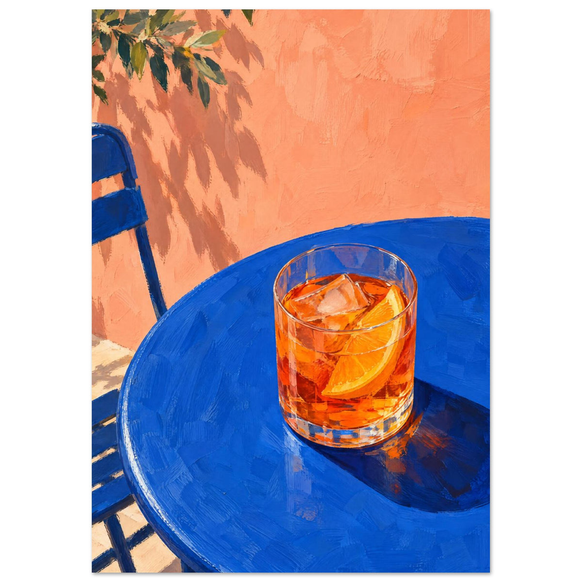 Orange Cocktail Blue Table Art Print