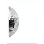 Disco Ball Black And White Art Print – White Border