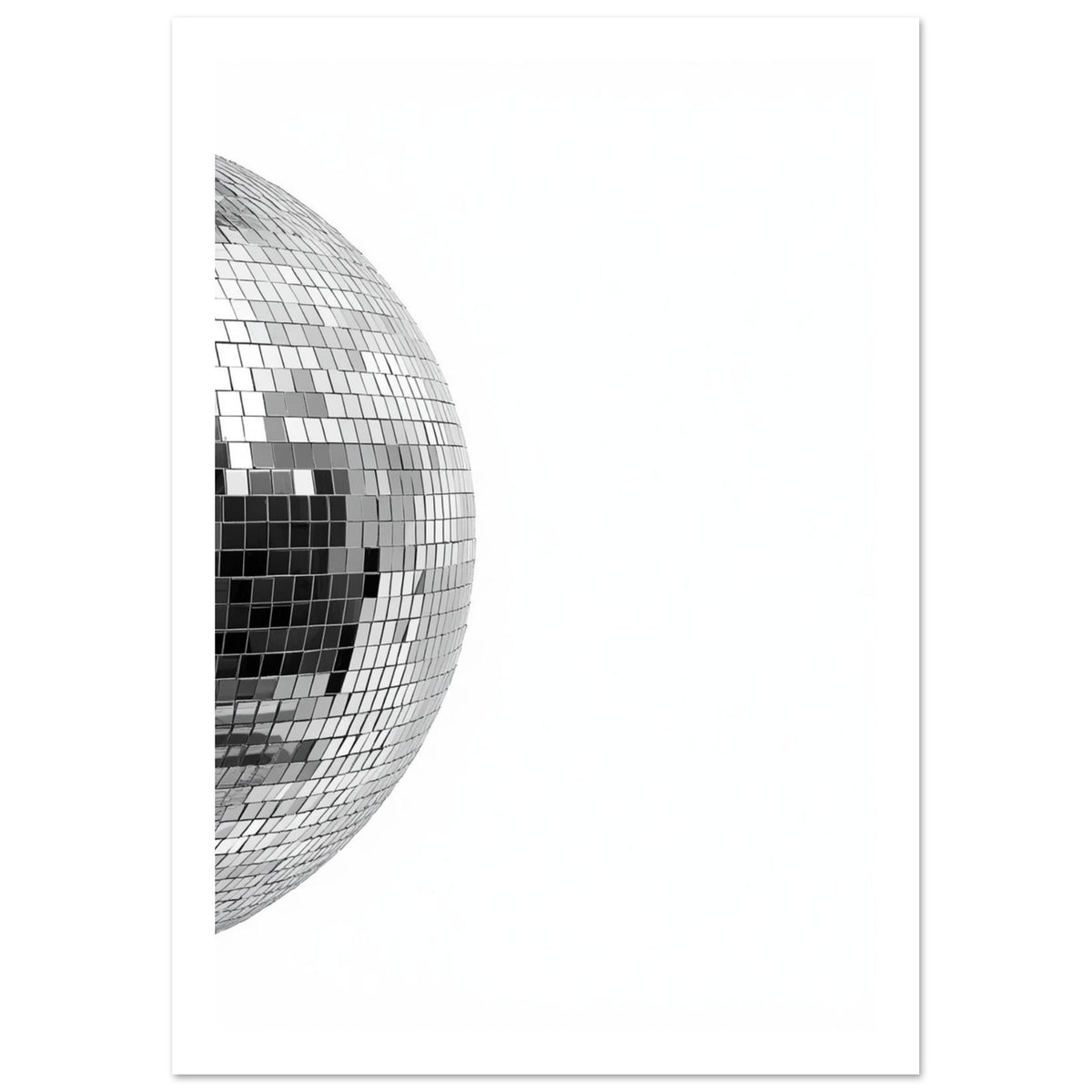 Disco Ball Black And White Art Print – White Border