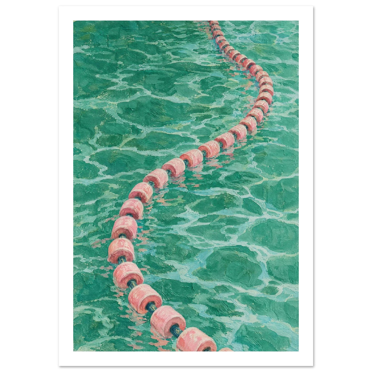 Swimming Pool Lane Teal Art Print – White Border