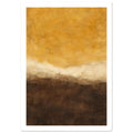 Abstract washes of golden ochre above a wavering cream band and deep brown layers, with softly textured edges.