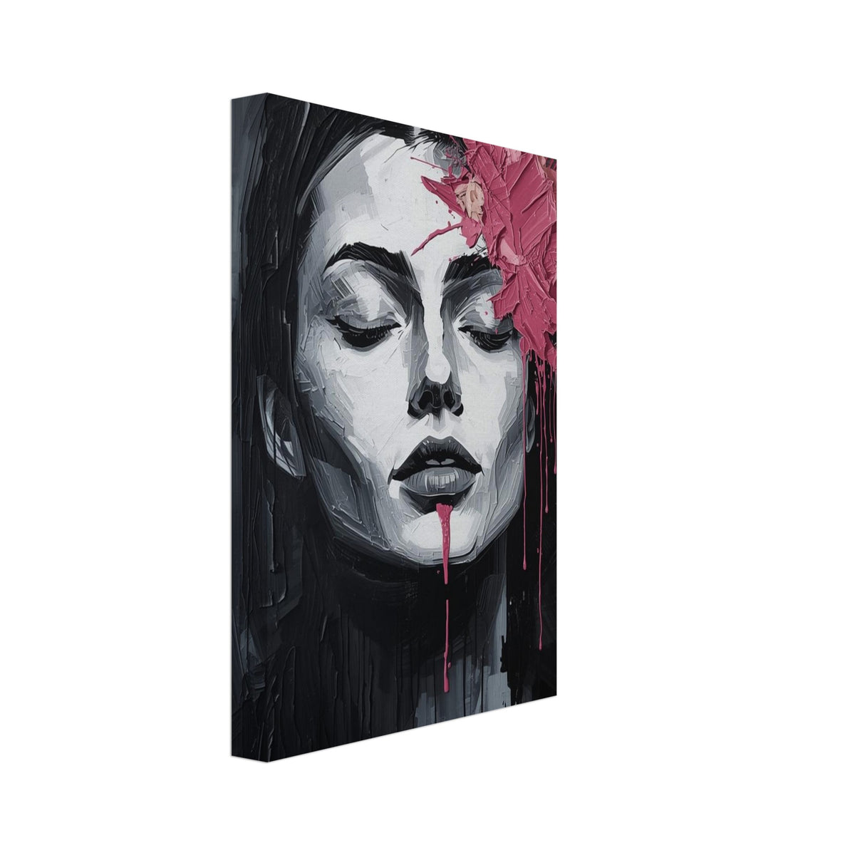 Woman Portrait Pink Splash Art Print – Canvas