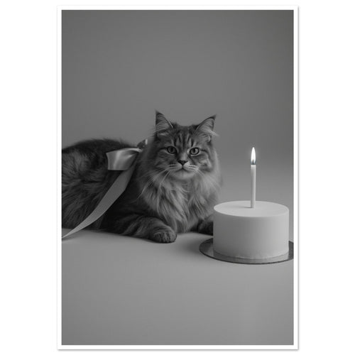 cat art print for the living room, soft painterly artwork on matte paper