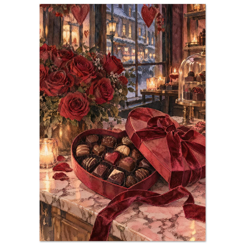 Red Roses And Chocolates Art Print