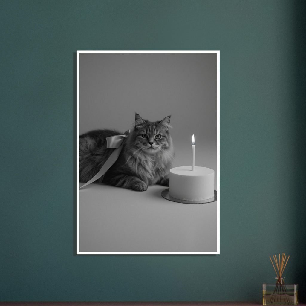 cat art print for the living room, soft painterly artwork on matte paper
