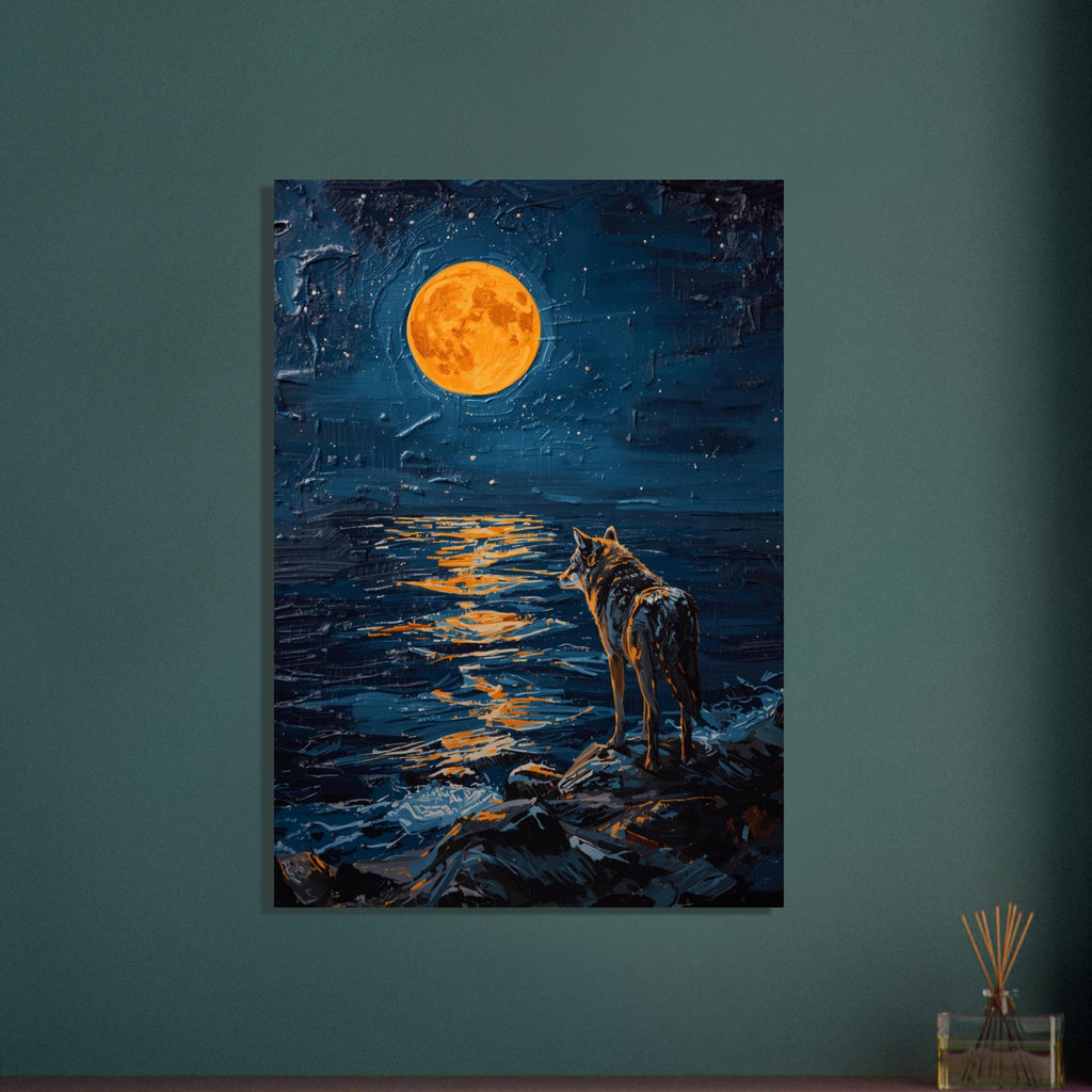 wolf art print for the living room, soft painterly artwork on matte paper