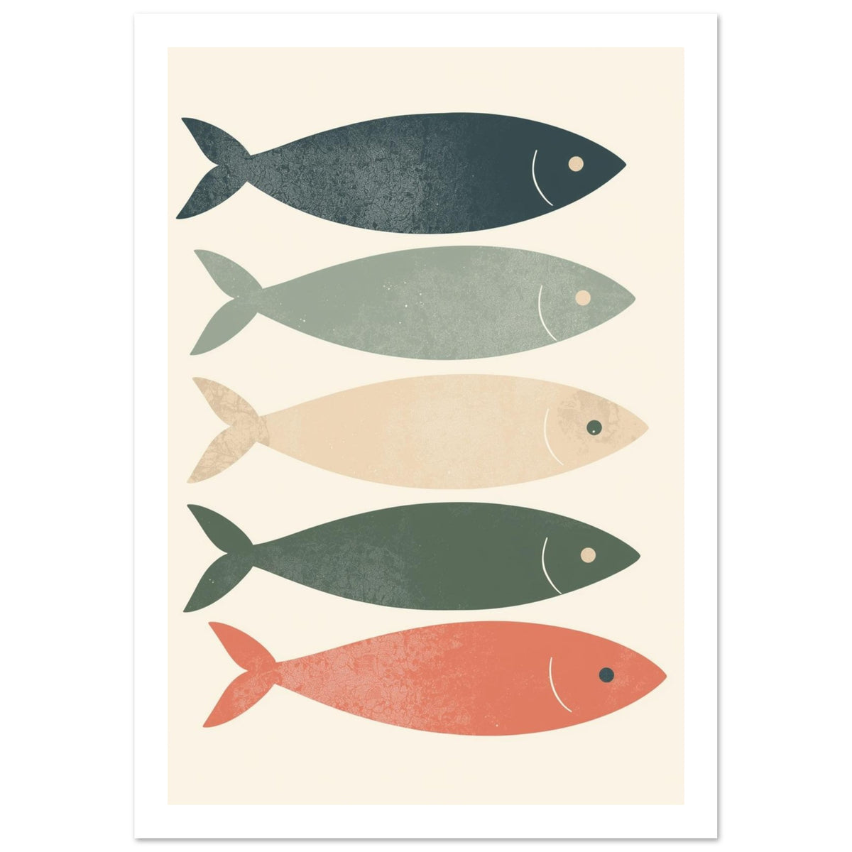 deep sea fish art print for the bathroom, soft painterly artwork on matte paper