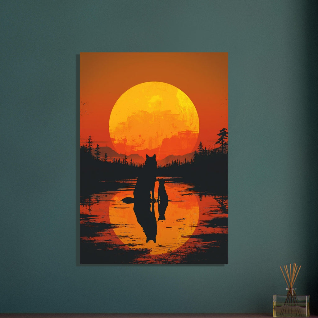 wolf art print for the living room, soft painterly artwork on matte paper