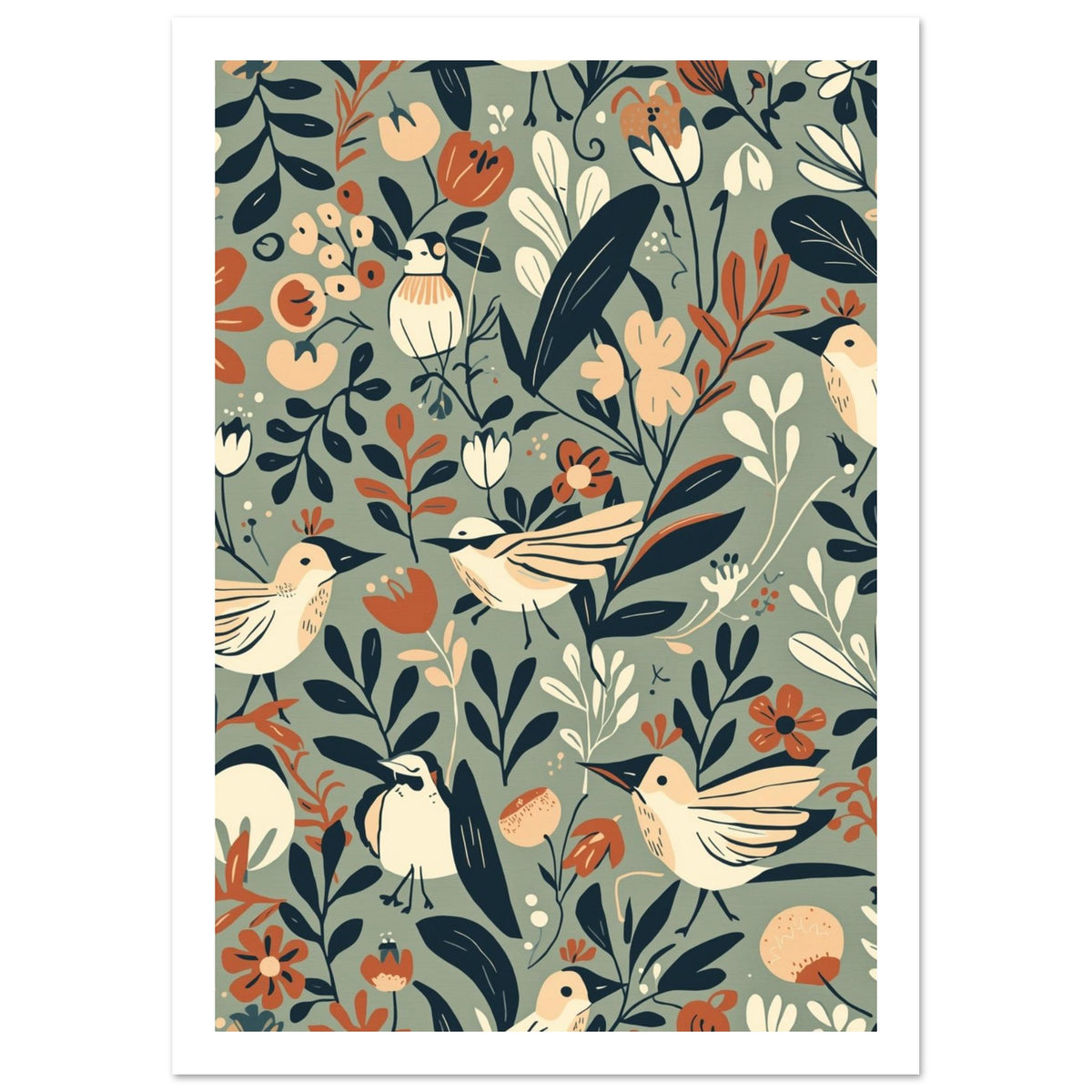 small garden bird art print for the kitchen, soft painterly artwork on matte paper