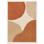 Abstract burnt orange and beige curved shapes on a cream background, with mottled texture and a narrow cream border.