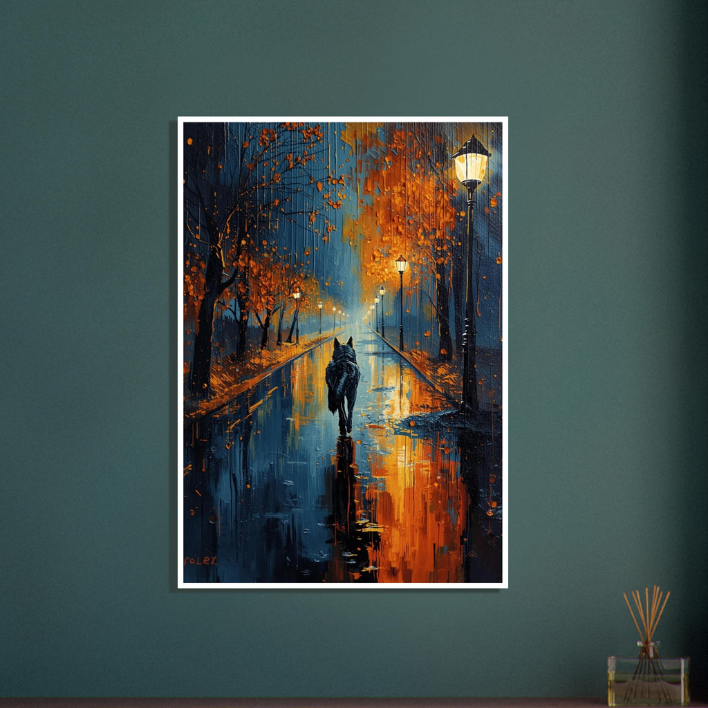 wolf art print for the living room, soft painterly artwork on matte paper