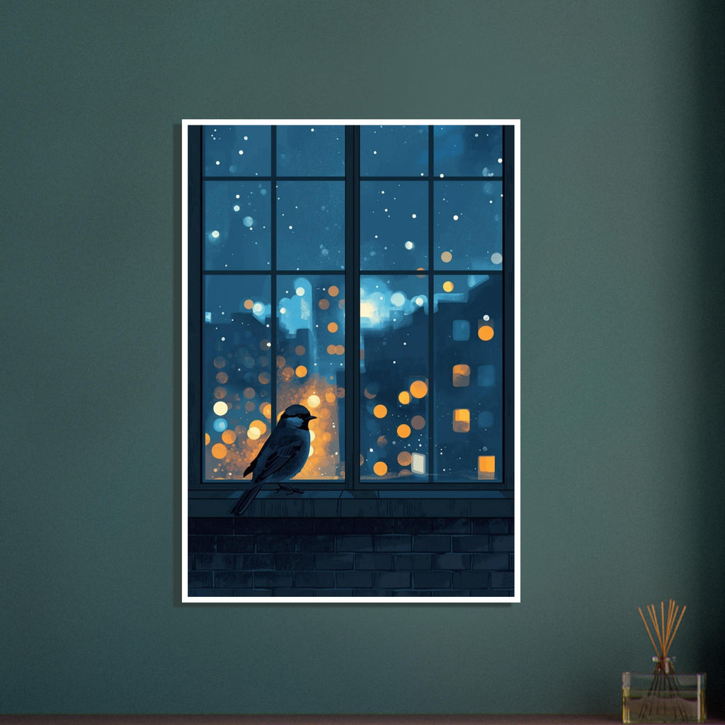 small garden bird art print for the kitchen, soft painterly artwork on matte paper